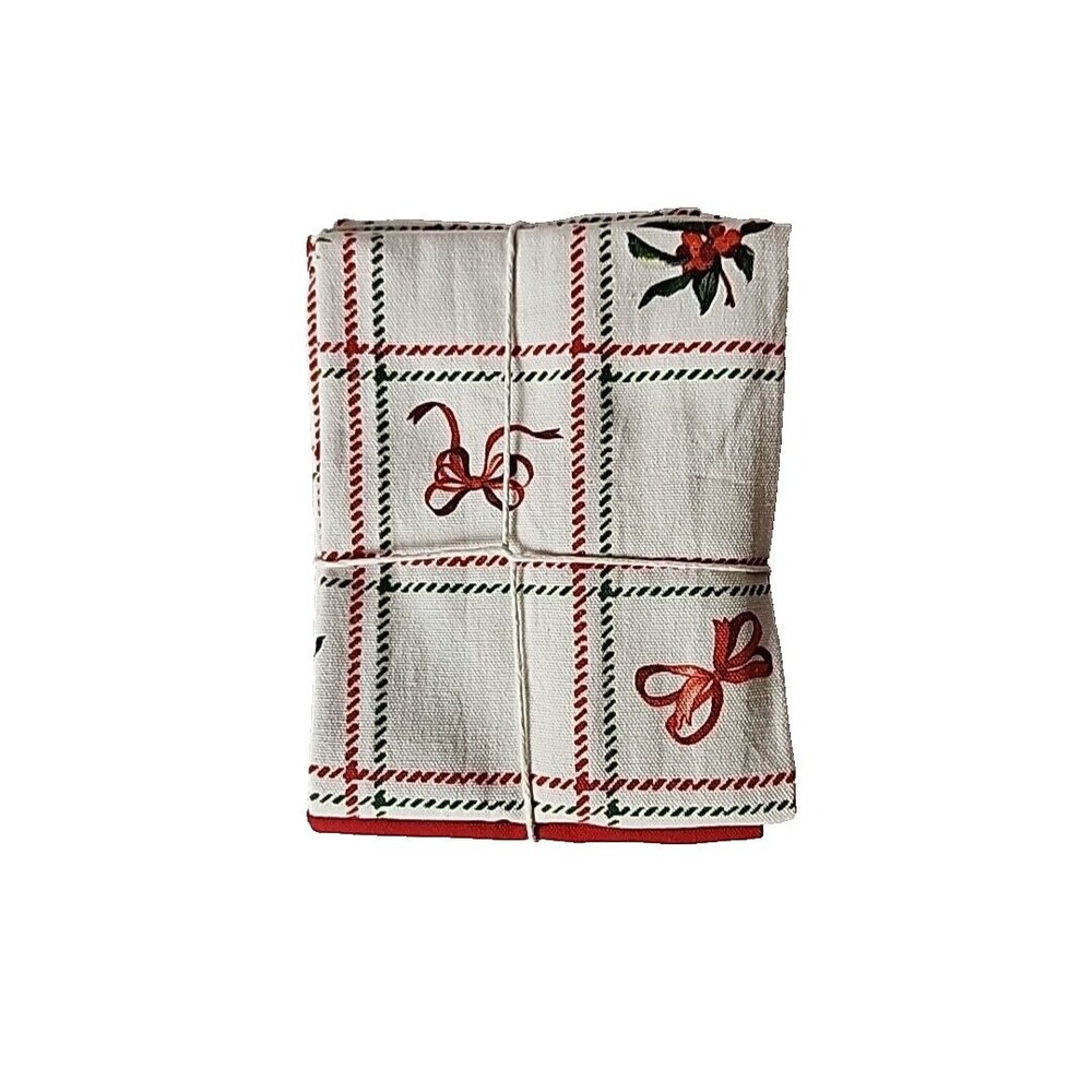 Sur La Table 3 Cotton Christmas Kitchen Towels 20" X 28" NEW